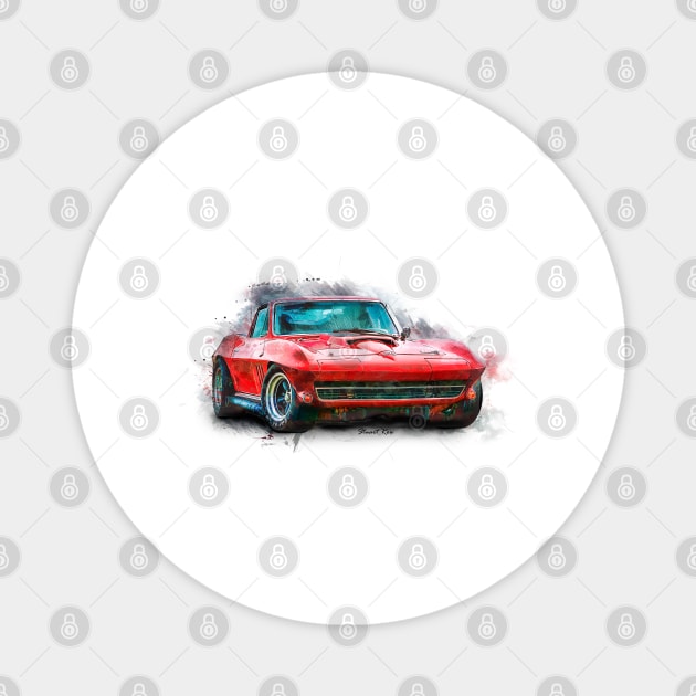 Red Corvette Magnet by Transchroma